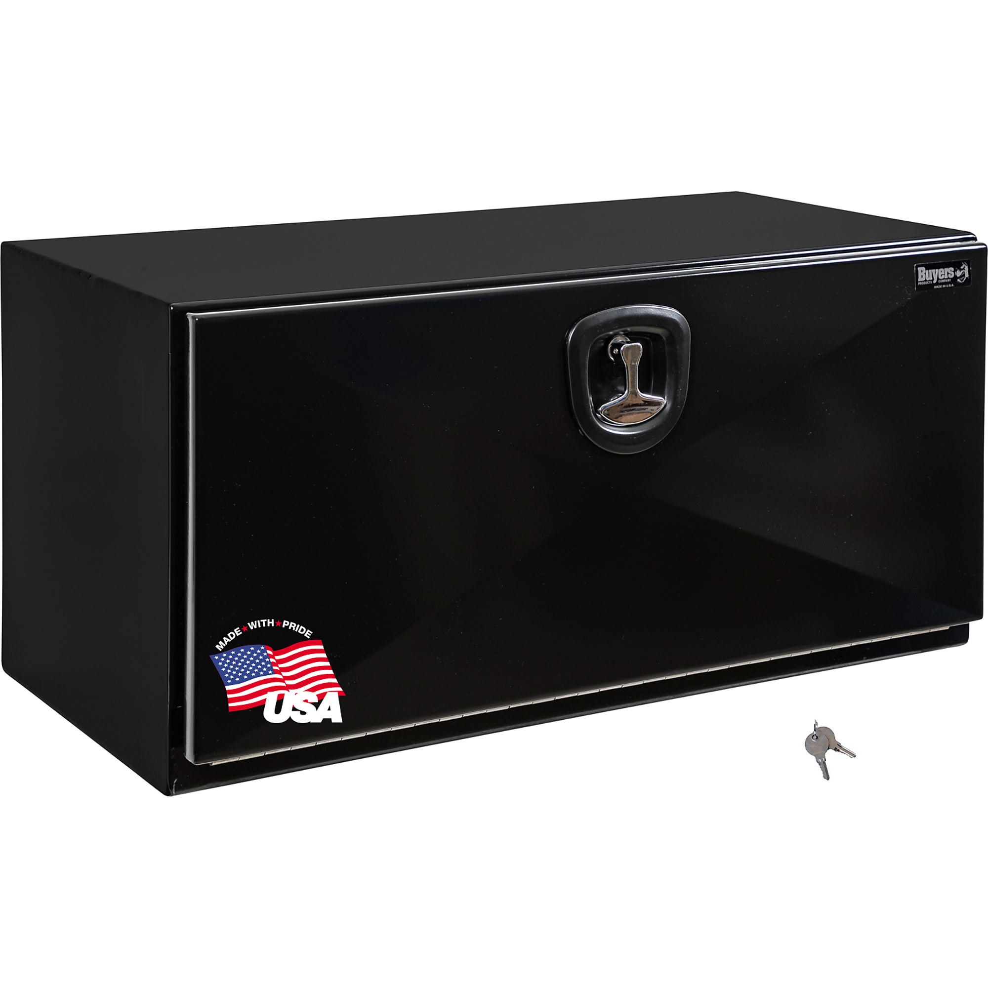 Buyers Products, 24x18x18 Pro Series Underbody Truck Tool Job Storage Box, Width 18 in, Material Steel, Color Finish Glossy Black, Model# 1752800